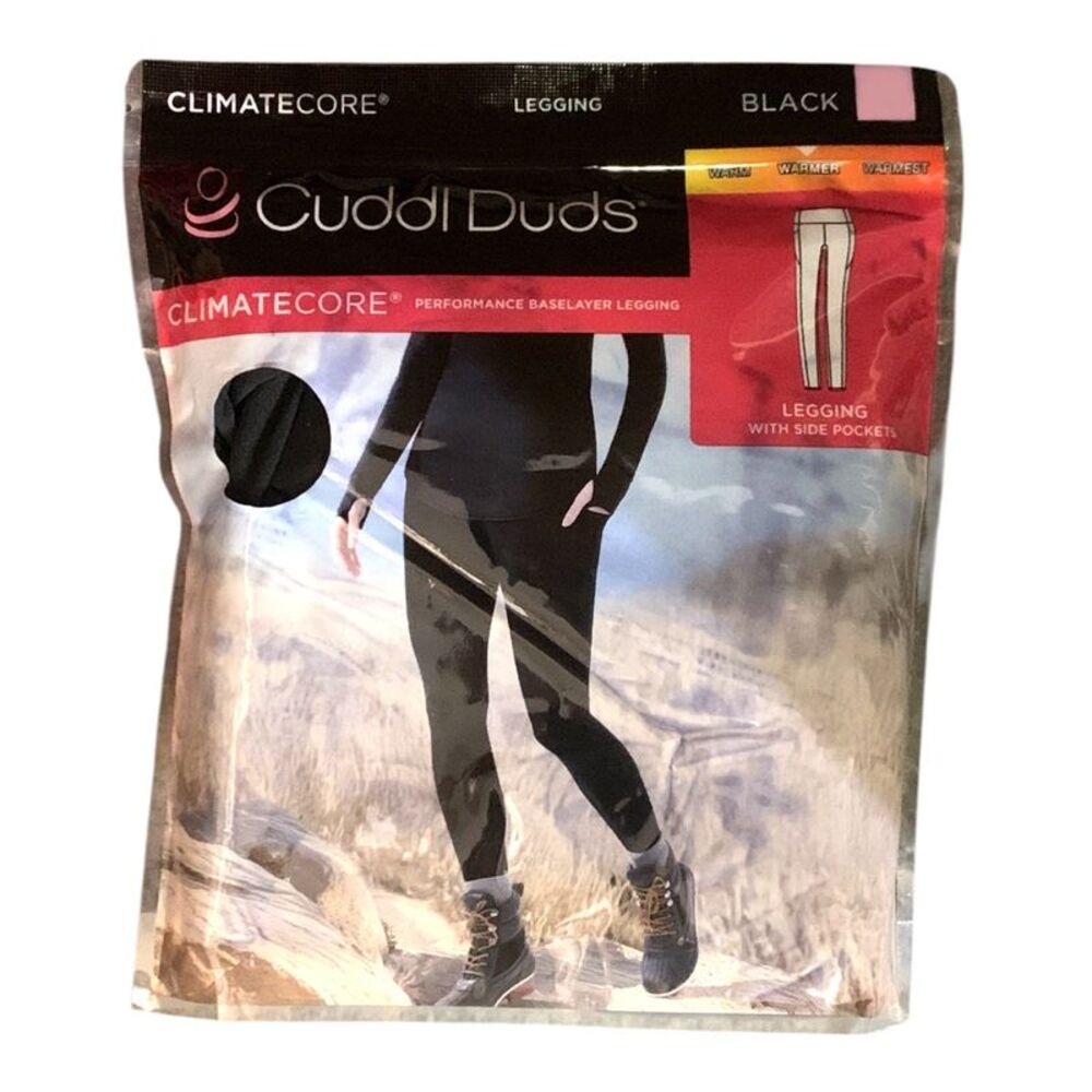 Cuddl Duds ClimateCore Performance Baselayer Legging with Side Pockets - Black